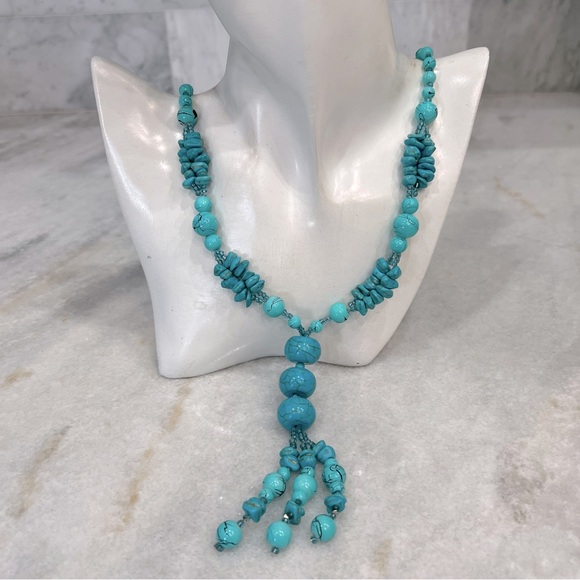 Jewelry - Blue Howlite Tassel Necklace